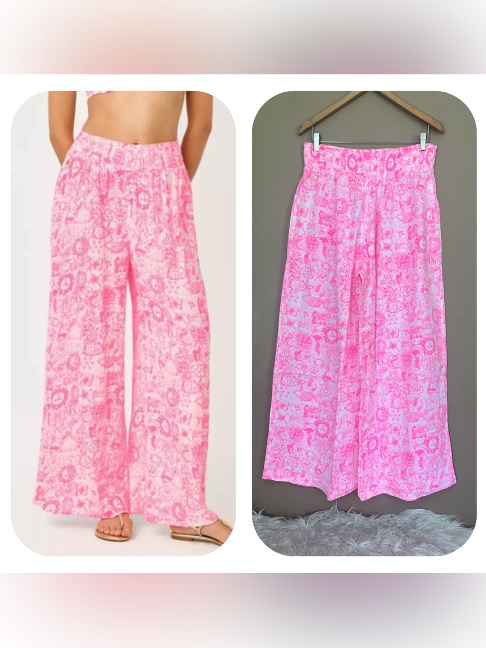 {Lilly Pulitzer} Enzo Coverup Pant Pull-On in Cherry Blossom Pink - Large - NWT